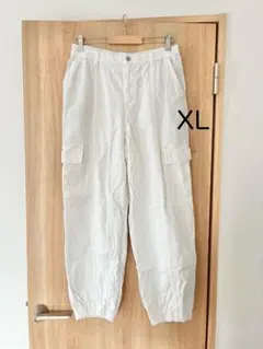 美品　【GU】 XL 白　カーゴパンツ ゆったり