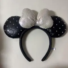 ミニーマウス耳カチューシャ 黒と銀