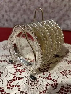 新品未使用　ヴィンテージ　イギリス　コースターセット　シルバーメッキ