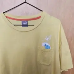 PUMA プーマ　イエロー Tシャツ ポケット付き　古着　Mサイズ