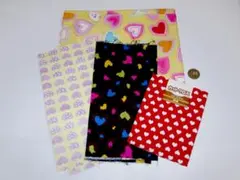 生地［ハート柄／はぎれ色々セット］黄色×ピンクなど／布
