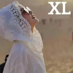 ホワイト パーカーシャツ レースフード 長袖シャツ 白 ブラウス 春夏 XL