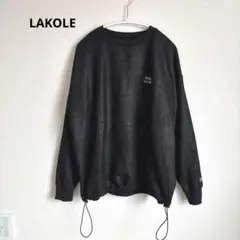 LAKOLE ラコレ　レザー ライク 刺繍 プルオーバー トレーナー　黒　Mのサムネイル