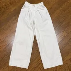 GU ライトデニムワイドパンツ 丈標準 S オフホワイト