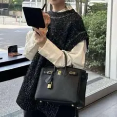 CLANE サイドジップツイードニットベスト