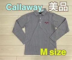 【美品】Callway キャロウェイ メンズ 長袖 ポロシャツ ストライプ