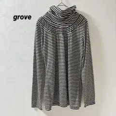 グローブ　黒✖️白ボーダートップス　タートルネック　リラックススタイル　Lサイズ