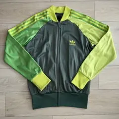 adidas アディダス ジャージ トラックジャケット グレー 緑 黄緑　M