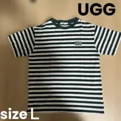 UGG 緑と白ストライプ 半袖Tシャツ Lサイズ