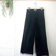 【H&M】ワイドストレッチパンツ クロップド ゆったり 黒