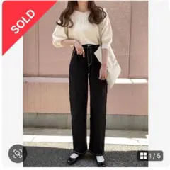 GRL グレイル タックワイドパンツ[gm484] デニム ワイドパンツ S