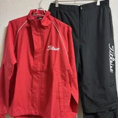 極美品タイトリスト レインウェア 上下セット レッド×ブラック M 2WAY