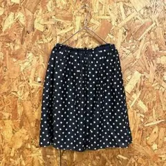 KUMIKYOKU 組曲 膝丈スカート フレア ドット柄 ネイビー レディース