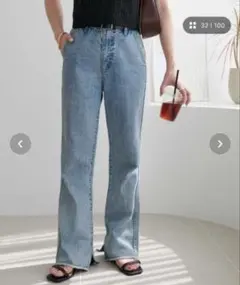 ディスコート コットンデニム フレアパンツ M