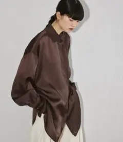 【美品】TODAYFUL トゥデイフル シアーオーガンジーシャツ ブラウン Fのサムネイル