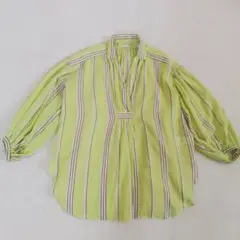 美品 ヌキテパ インド綿 ピンタック ショートスリーブシャツ 薄紫