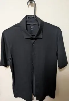 ユニクロ エアリズムコットンフルオープンポロシャツ 半袖 メンズ S ブラック