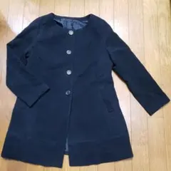 ❤アンタイトル UNTITLED❤ウールミドル丈ノーカラーコート黒/サイズ44