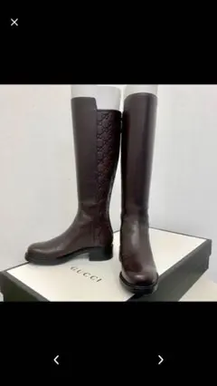 GUCCI 本革　ロングブーツ　ブラウン