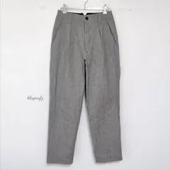 美品 MHL リネン混 タック ストレート ワーク パンツ マーガレットハウエル