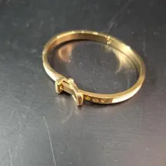 ブレスレット　サイズ調節可能　ゴールド×ホワイト