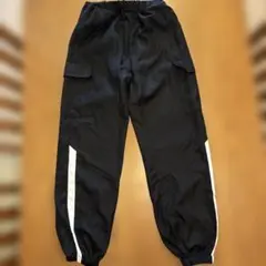 SHEEN黒 サイドストライプ ロングパンツ