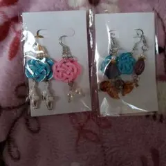 水引ピアス三点&チャーム一点