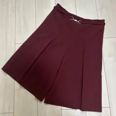 【AUSTIN REED】バーガンディ プリーツ付き ワイドパンツ