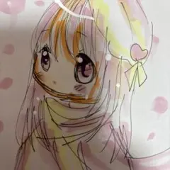 手描きイラスト。小色紙。女の子