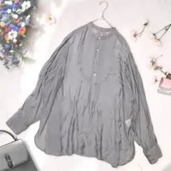 《Ungrid》 長袖シャツ グレー オーバーサイズシャツ シアー素材 ゆったり