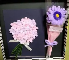 モールフラワーで飾り付けした色紙＆モールフラワーガーベラ