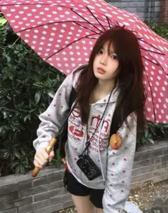 shein パーカー グレー フード付き スウェット