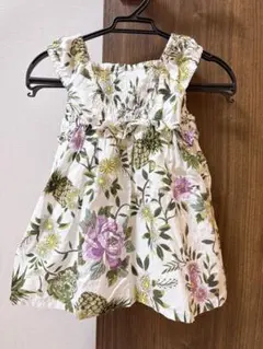 べべ　 BeBe ボタニカル　花柄　ワンピース　80 ウエスフリル　パイナップル