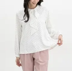 美品　GLACIER グラシア　ハニーズ　フリルリボン　ブラウス　シャツ　ドットのサムネイル