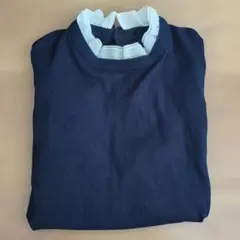 ネイビー ネック セーター L