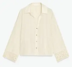 ZARA ギピュールレーススリーブシャツ Lサイズのサムネイル
