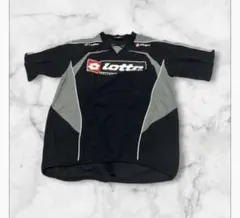 lotto ロット 半袖 ピステ ゲームシャツ 黒 グレー サッカーフットサルM