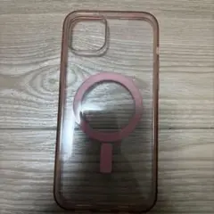 マグセーフ対応 iPhone15plus用ケース 透明 ピンク