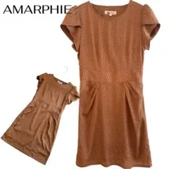 【美品】AMARPHIE ドットワンピース ブラウン　昭和レトロ