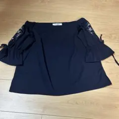 Emsexcite 刺繍入り オフショル ブラウス ネイビー