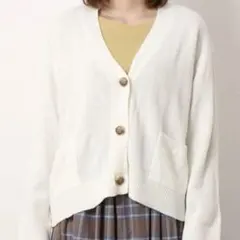 サマンサモスモス ブルー ニットカーディガン　オフホワイト　ホワイト　秋服