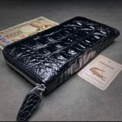 ⭐️高級クロコダイルラウンドファスナー長財布（実物画像）（ブラック）