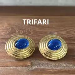 ☆TRIFARI☆ヴィンテージ☆イヤリング☆ゴールド×ブルー☆美品【送料込み】