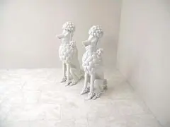 大型プードルオブジェ ホワイト 2体セット H97cm 樹脂製 置物
