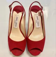 【美品】JIMMY CHOO ジミーチュウパンプス赤 スエード34