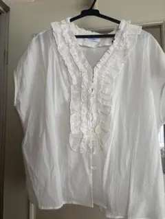 【38様専用】値下げしました。サニーレーベル　Vネックフリルカラーブラウスのサムネイル