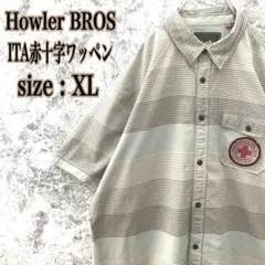 IT23 US古着ハウラーブラザーズイタリア赤十字社ワッペンマルチボーダーシャツ