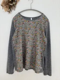 COUPOLE　リバティ　切替カットソー　長袖　グレー　クルーネック　38