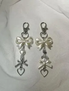 N43 ビーズストラップ パール　透明　韓国 コレクトブック y2k ペア