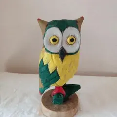 木彫り フクロウ 置物 梟 インテリア